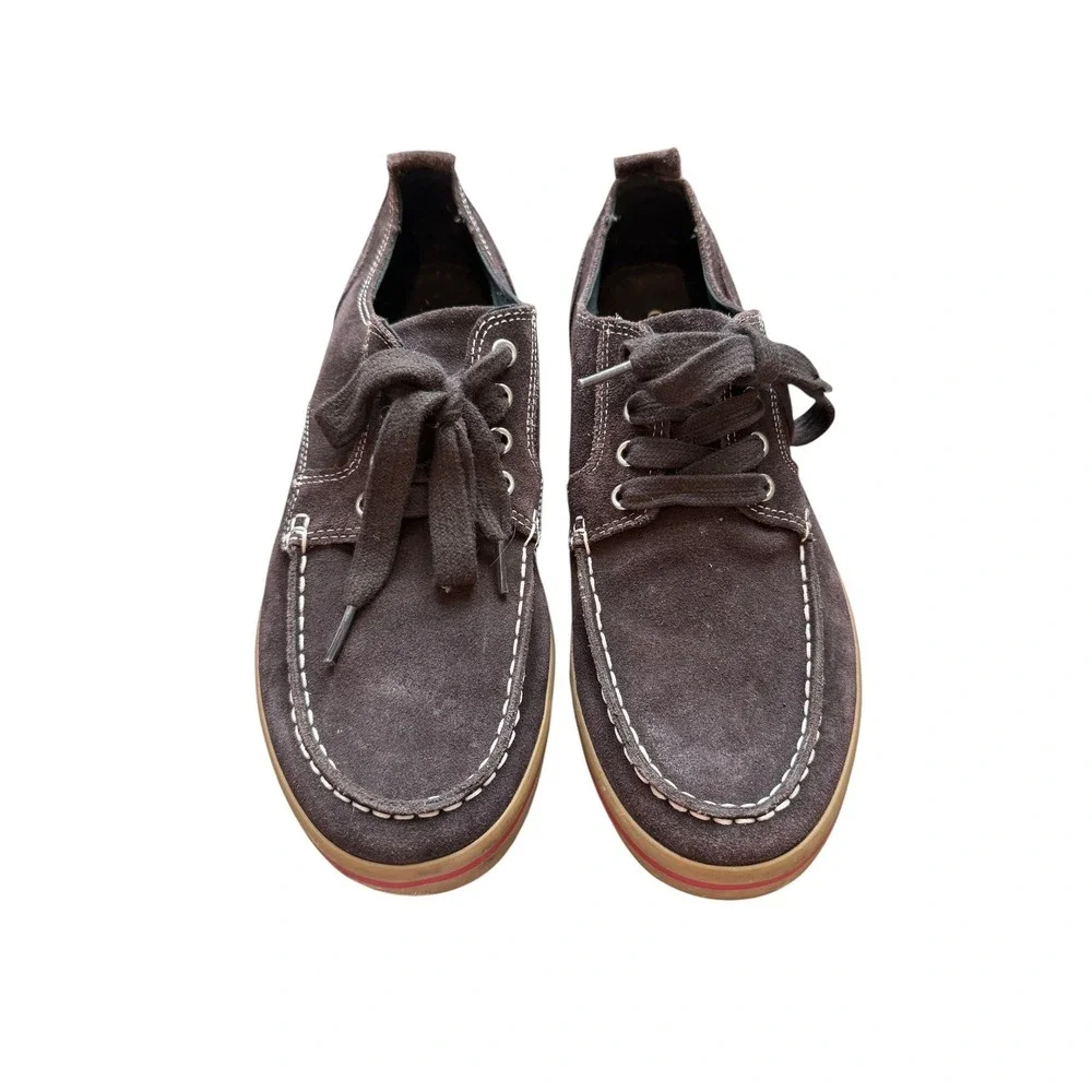 Cole Haan Nike Air Boat Shoes Mens 11 Brown Suede Moc Toe Lace Up Loafers
